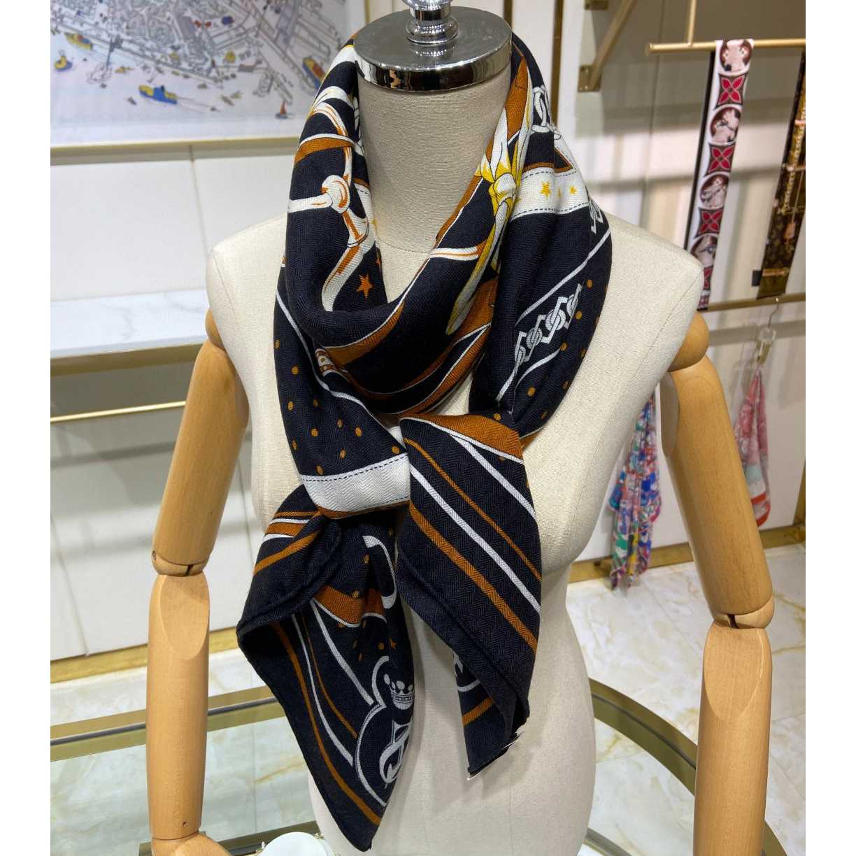 Hermes La Promenade Du Matin Bandana Shawl 140 - DesignerGu