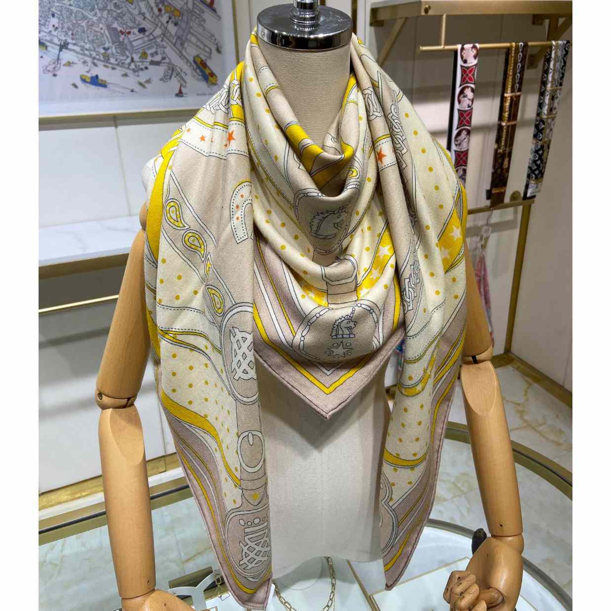 Hermes La Promenade Du Matin Bandana Shawl 140 - DesignerGu