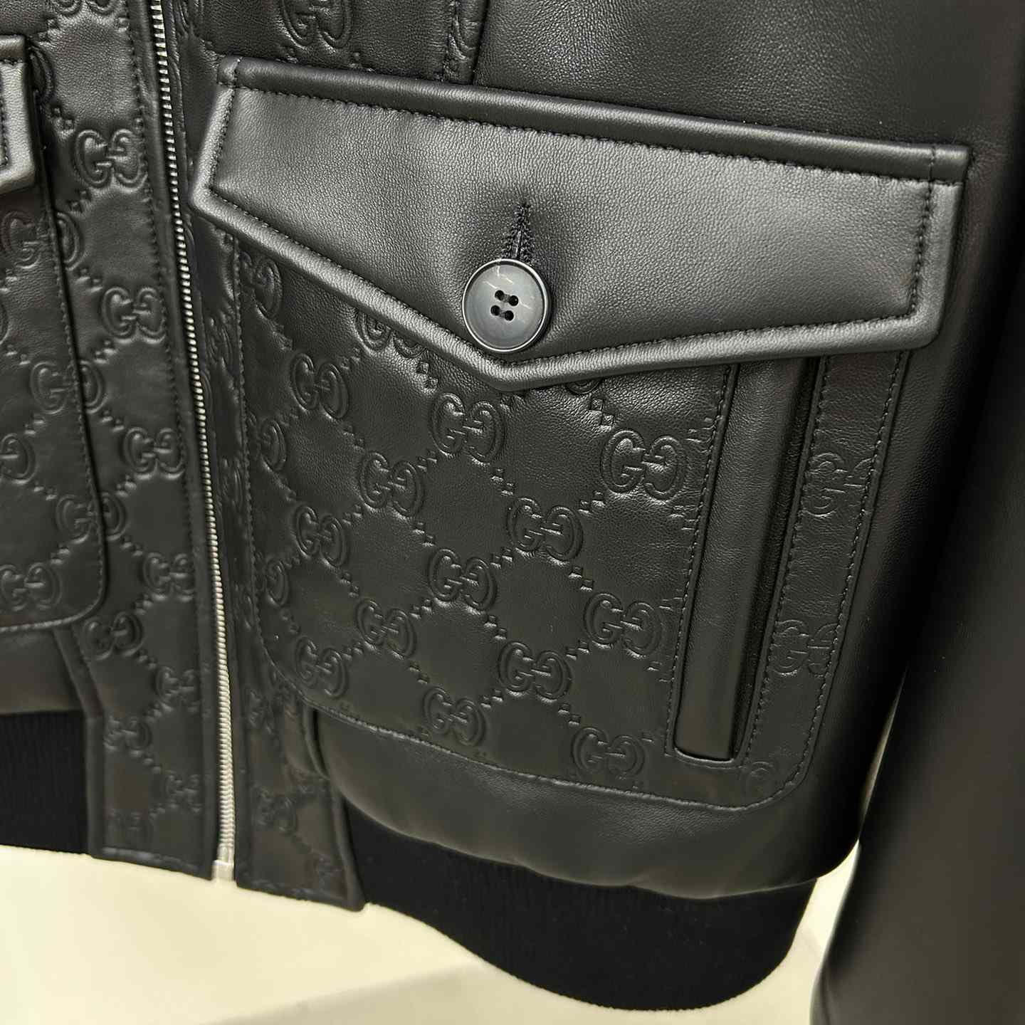 Gucci GG Leather Jacket - DesignerGu