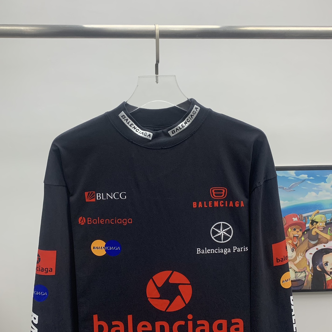 Balenciaga Top League Long Sleeve T-Shirt Oversized In Black - DesignerGu