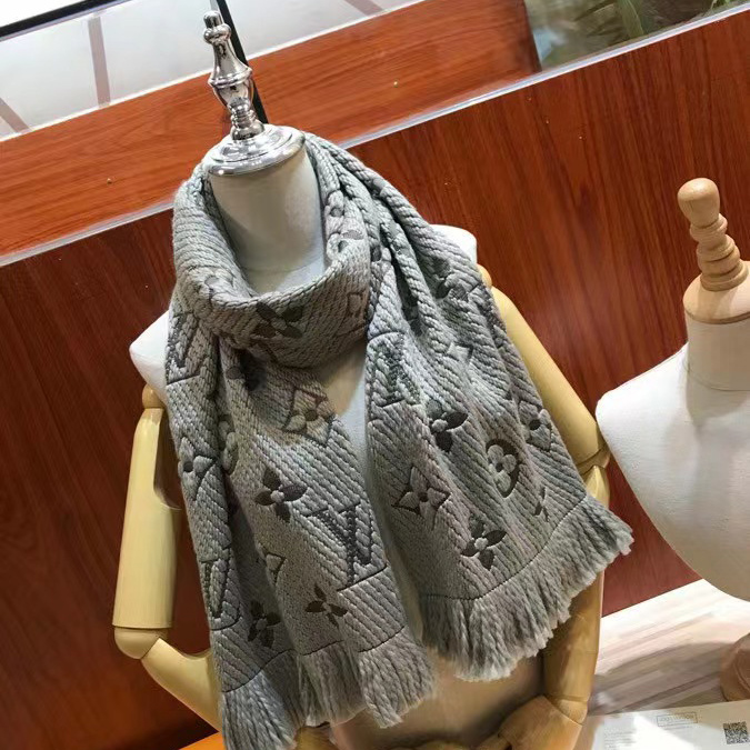 Louis Vuitton Wool Silk Logomania Scarf - DesignerGu