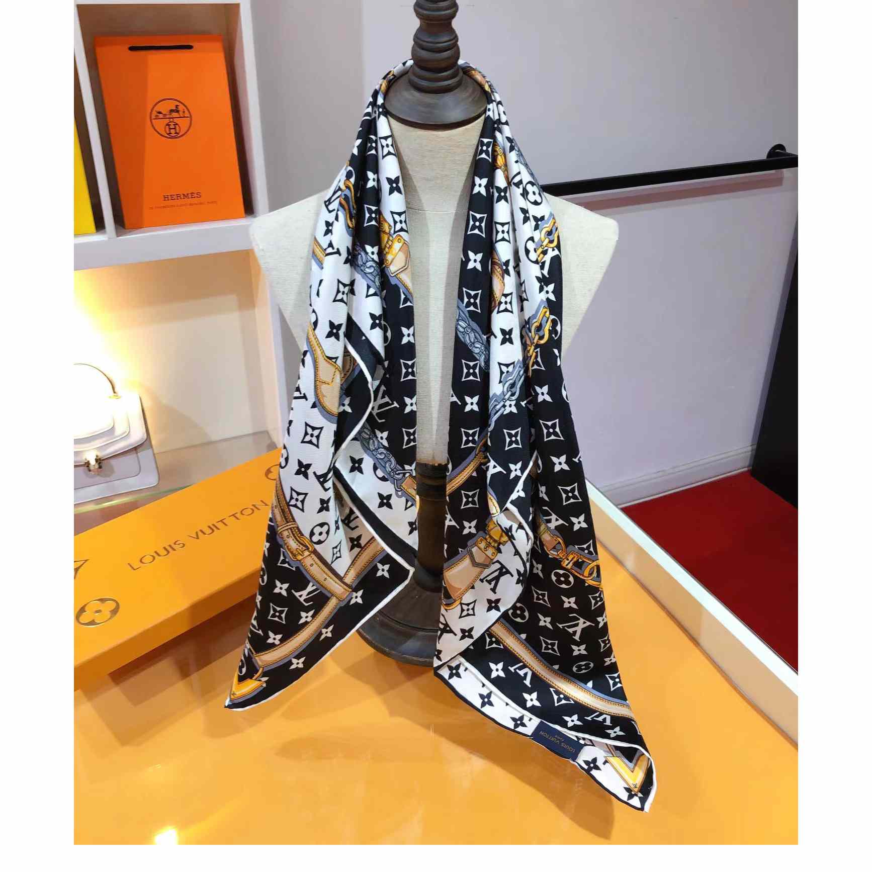 Louis Vuitton Silk Monogram Confidential Square Scarf  - DesignerGu