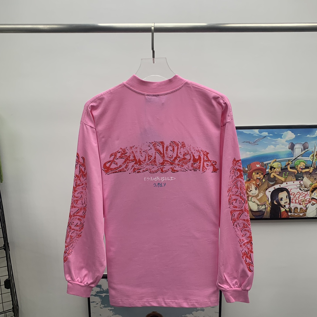 Balenciaga  Long Sleeve T-Shirt Oversized In Pink - DesignerGu