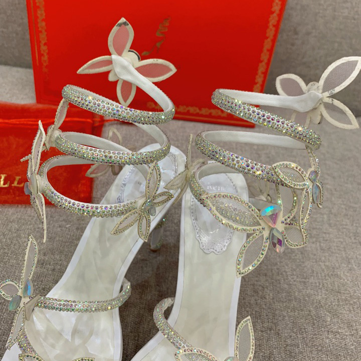 Rene Caovilla Margot Crystal White Platform Sandal 120 - DesignerGu