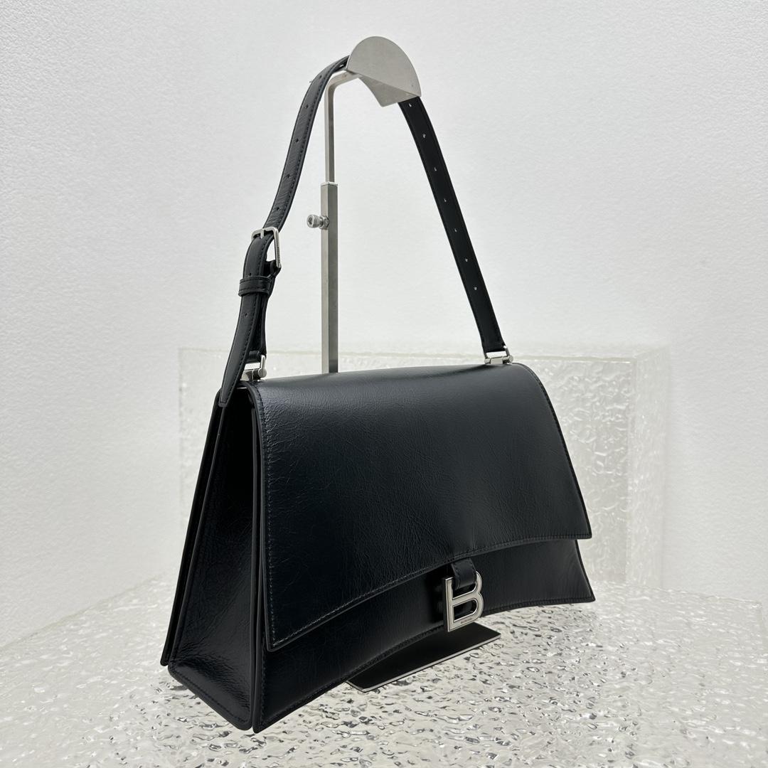 Balenciaga Crush Medium Sling Bag In Black (31x20x10cm) - DesignerGu