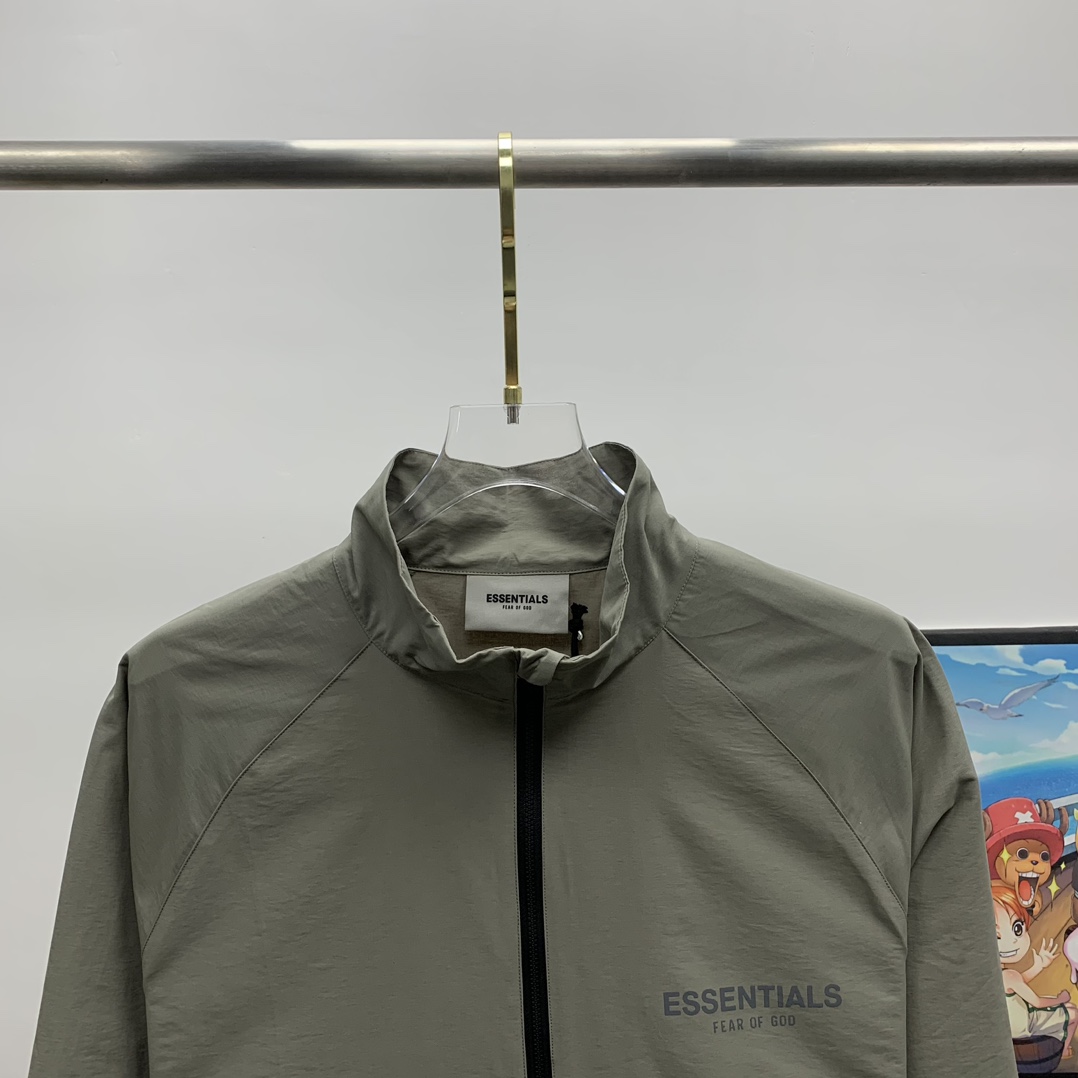 Fear Of God Essential Taupe Half-Zip Track Jacket - DesignerGu