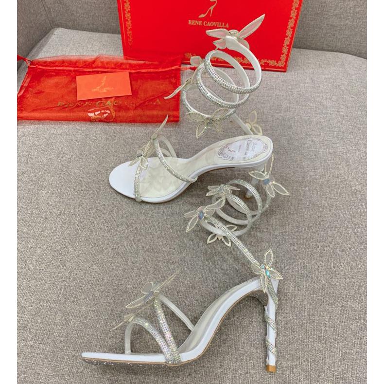 Rene Caovilla Margot Crystal White Sandal   95 - DesignerGu