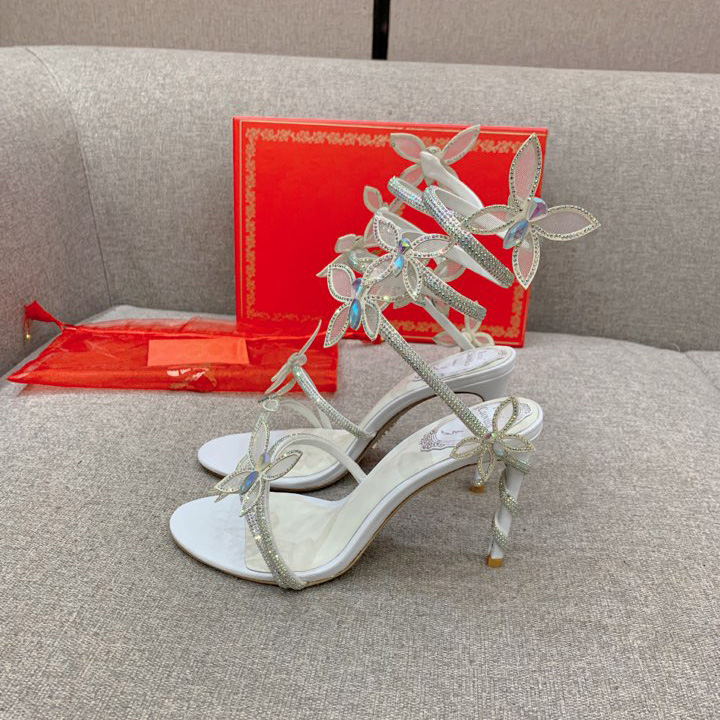 Rene Caovilla Margot Crystal White Sandal   95 - DesignerGu