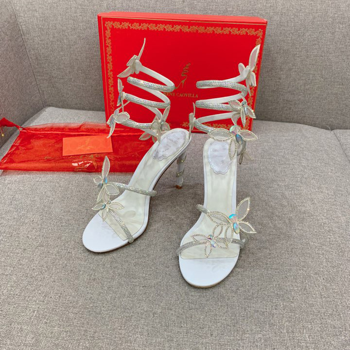 Rene Caovilla Margot Crystal White Sandal   95 - DesignerGu