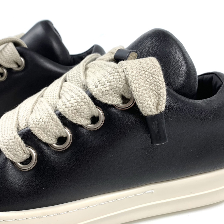 Rick Owens Black Jumbo Lace-up Padded Sneakers - DesignerGu