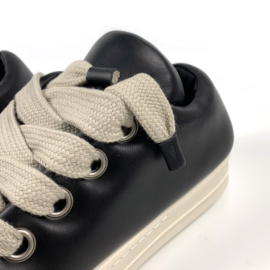 Rick Owens Black Jumbo Lace-up Padded Sneakers - DesignerGu