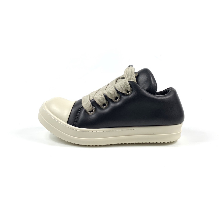 Rick Owens Black Jumbo Lace-up Padded Sneakers - DesignerGu