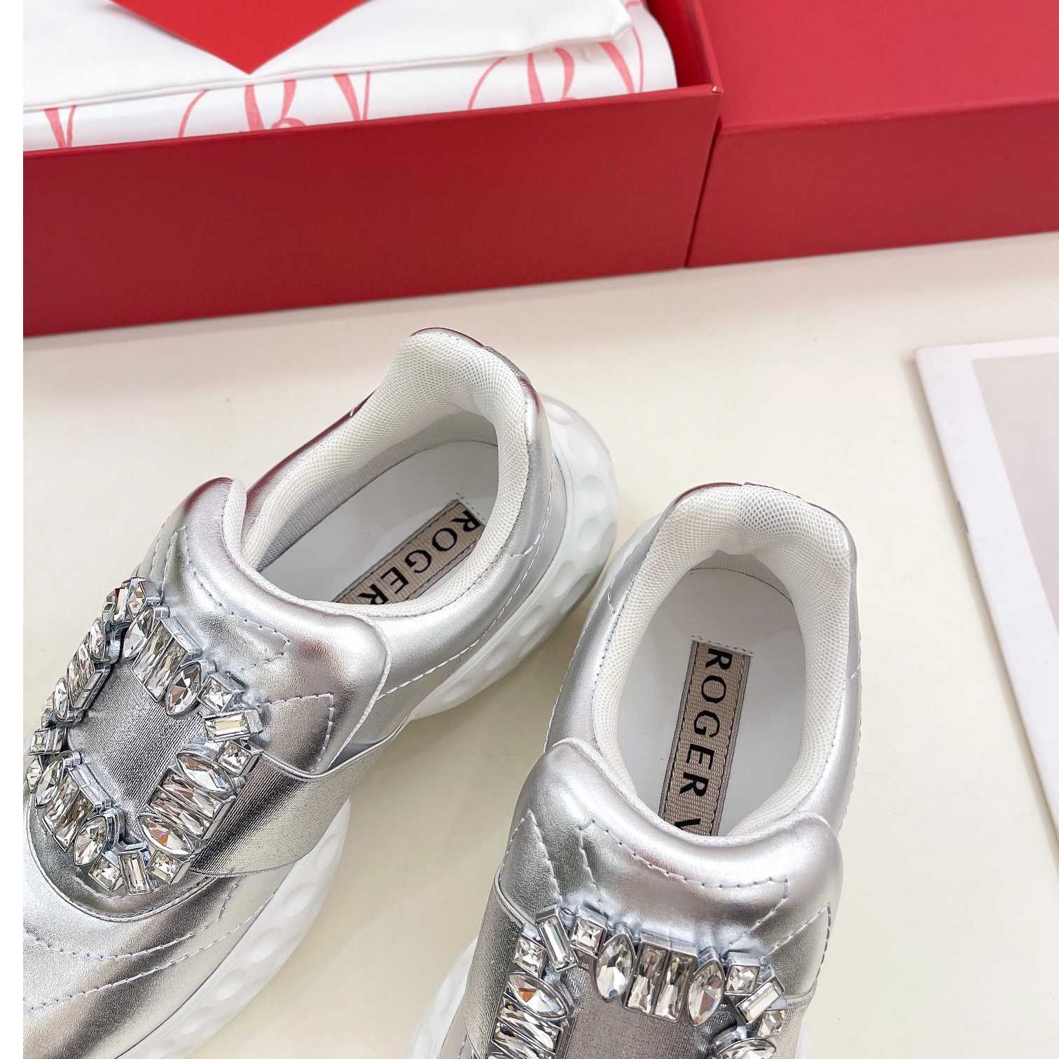 Roger Vivier Viv' Run Light Strass Buckle Sneakers In Fabrics - DesignerGu