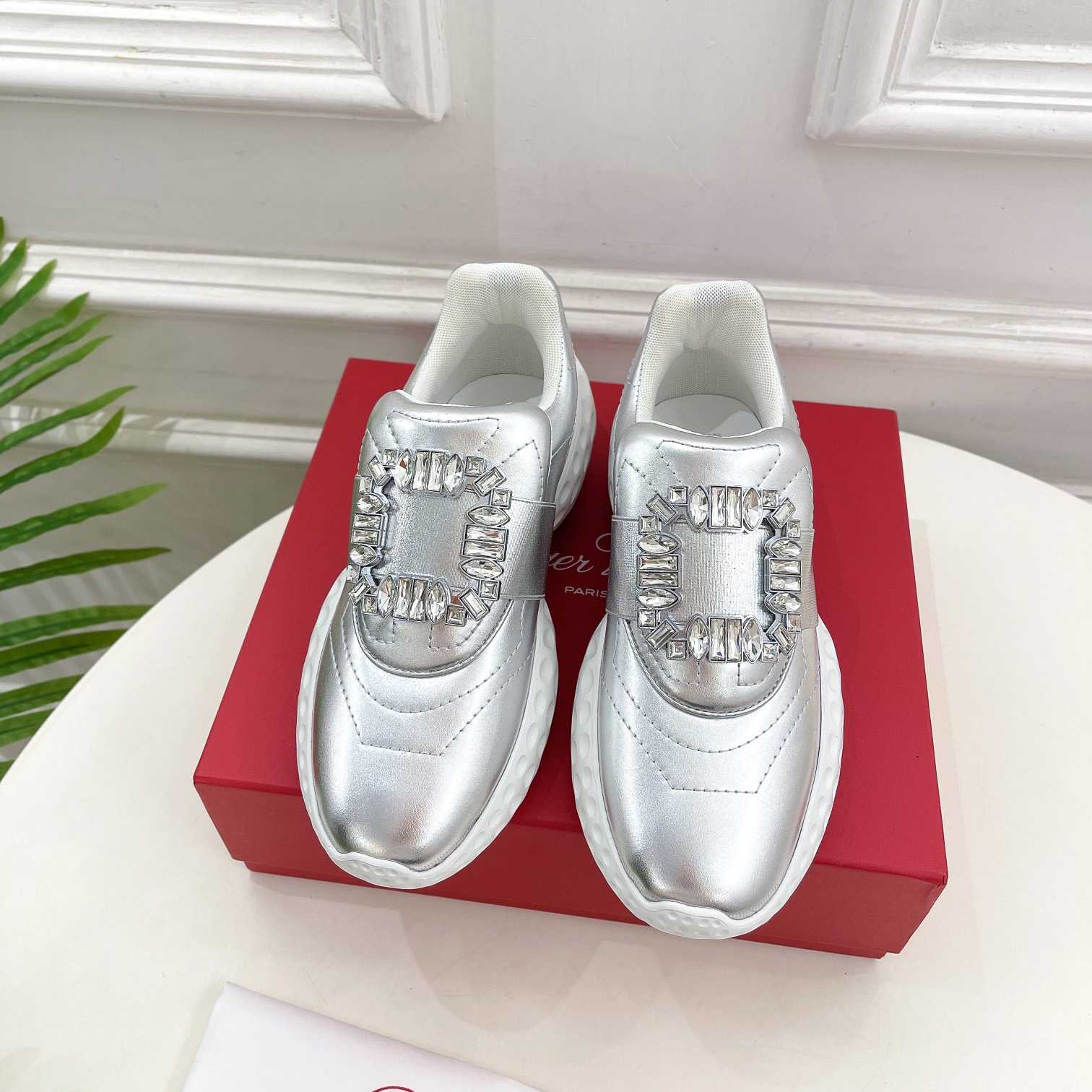 Roger Vivier Viv' Run Light Strass Buckle Sneakers In Fabrics - DesignerGu