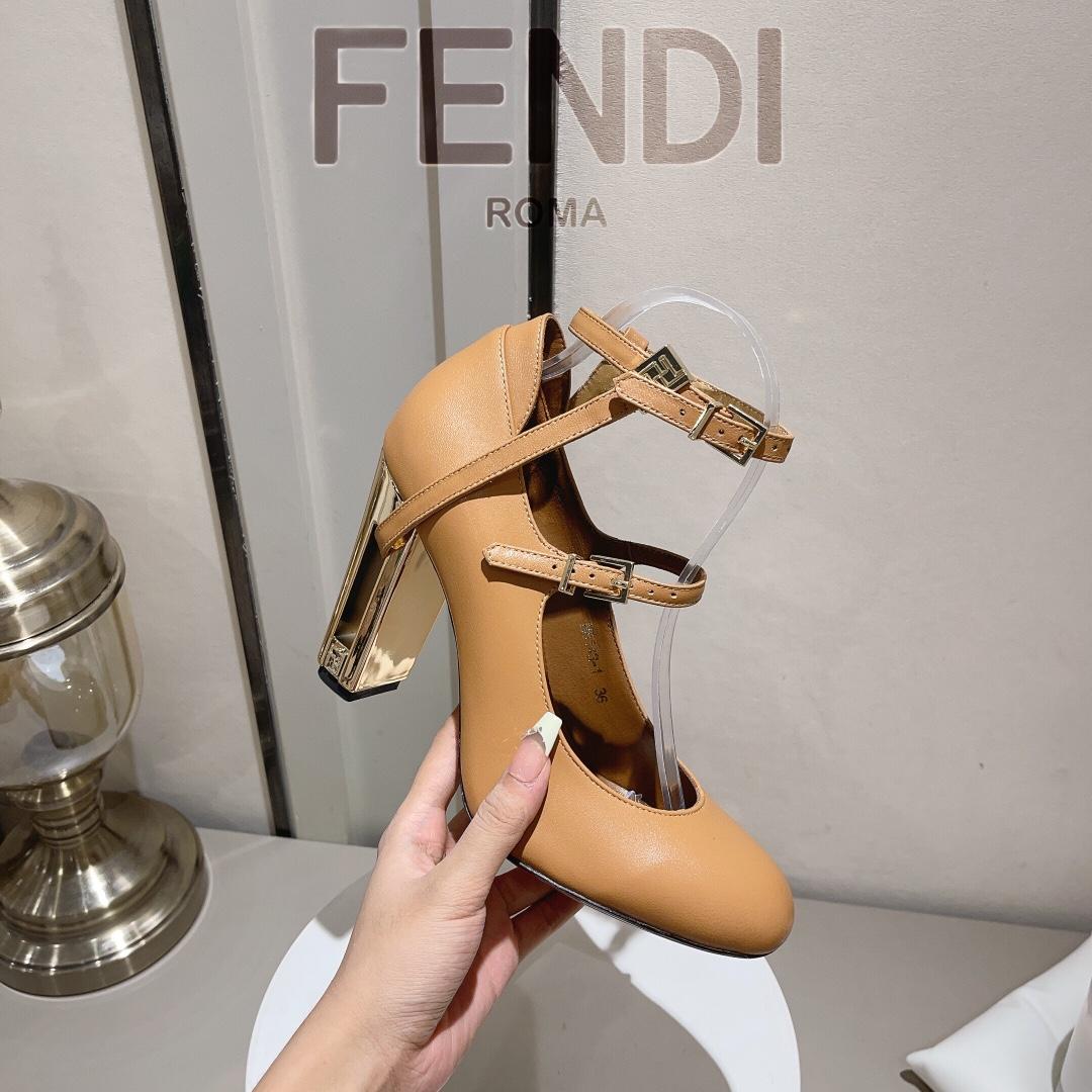 Fendi Delfina Dove Grey Leather High-heeled Court Shoes - DesignerGu