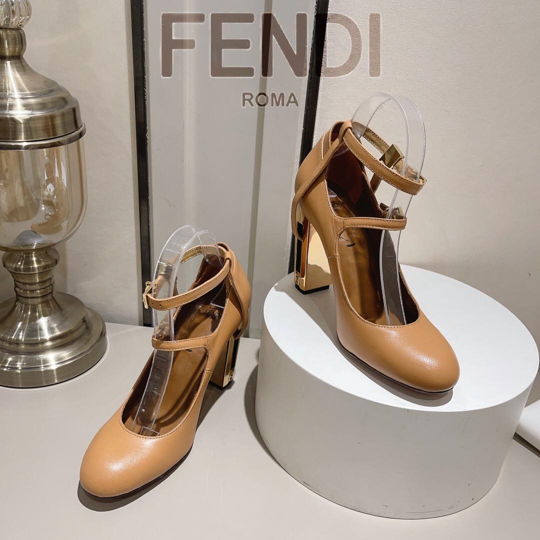 Fendi Delfina Dove Grey Leather High-heeled Court Shoes - DesignerGu