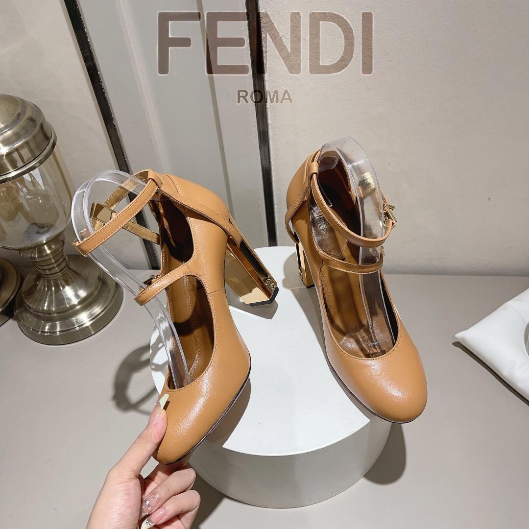 Fendi Delfina Dove Grey Leather High-heeled Court Shoes - DesignerGu