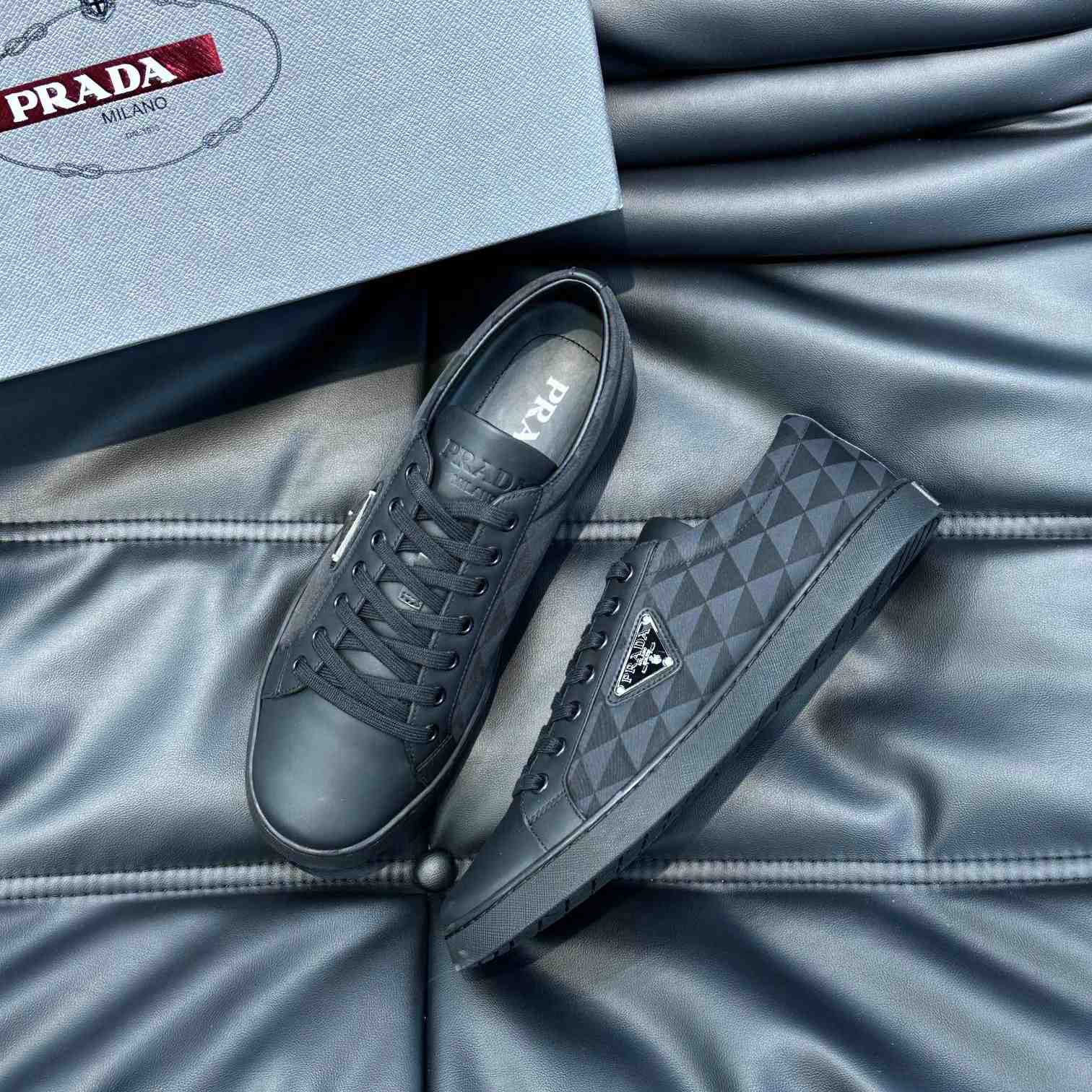 Prada Leather And Re-Nylon Sneakers - DesignerGu