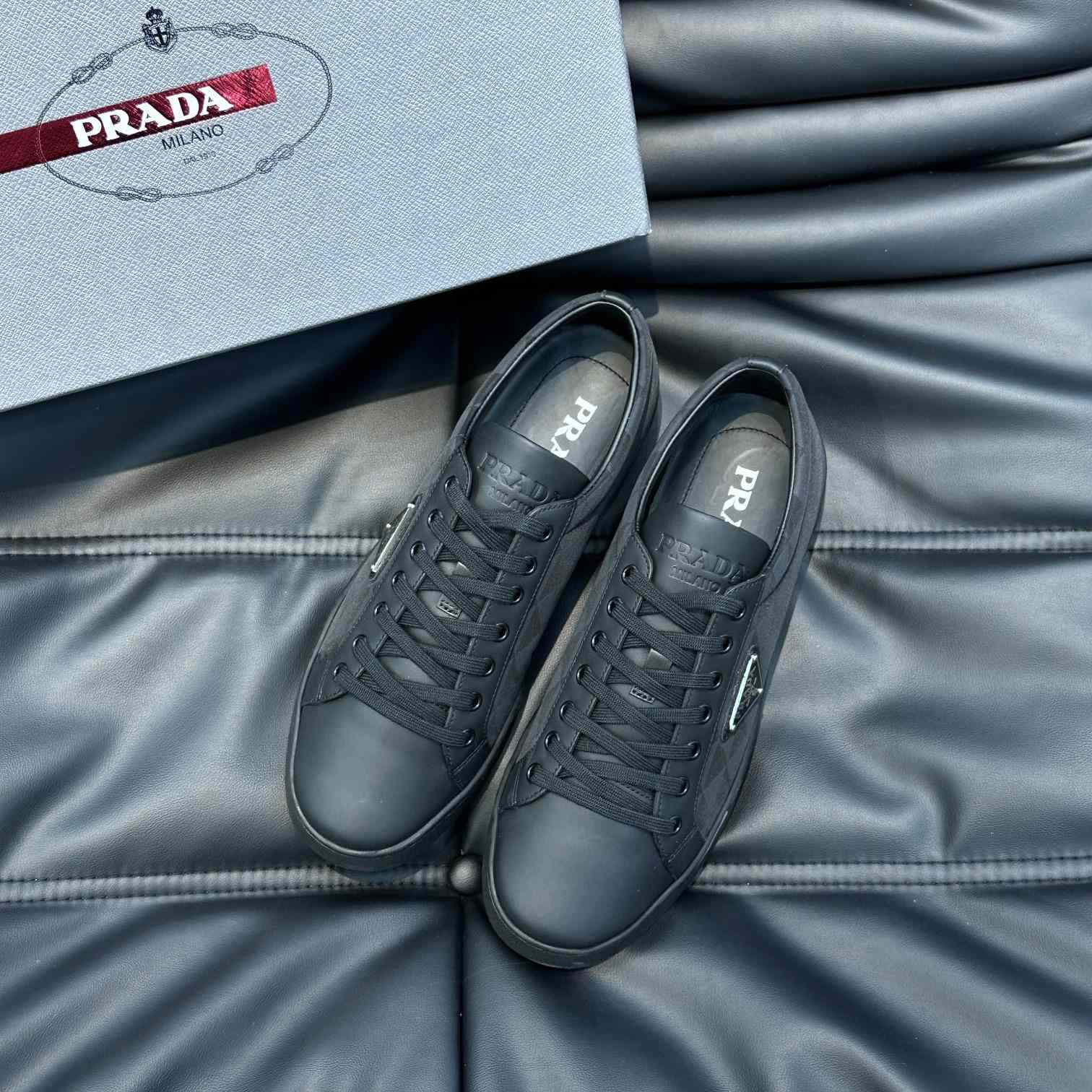 Prada Leather And Re-Nylon Sneakers - DesignerGu