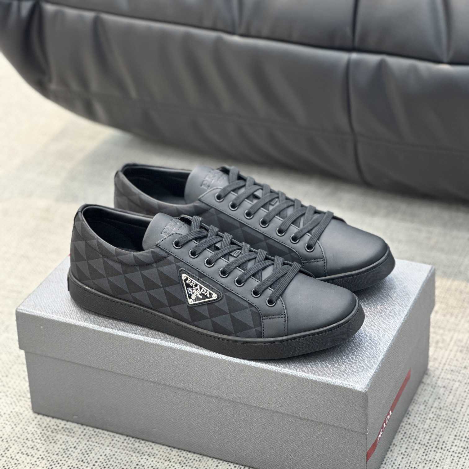 Prada Leather And Re-Nylon Sneakers - DesignerGu