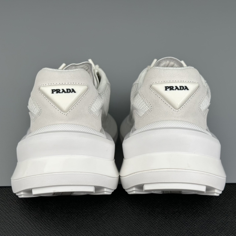 Prada Systeme Brushed Leather Sneakers With Bike Fabric And Suede Elements - DesignerGu