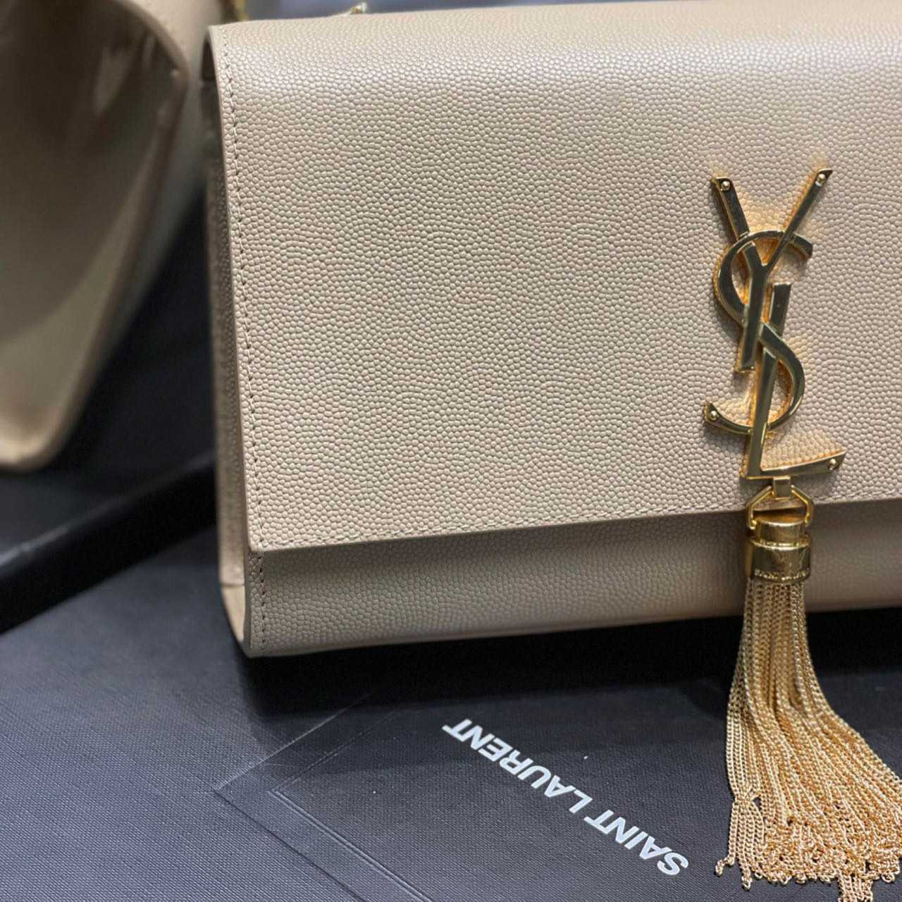 Saint Laurent Kate Chain Wallet WIth Tassel In Grain De Poudre Embossed Leather - DesignerGu