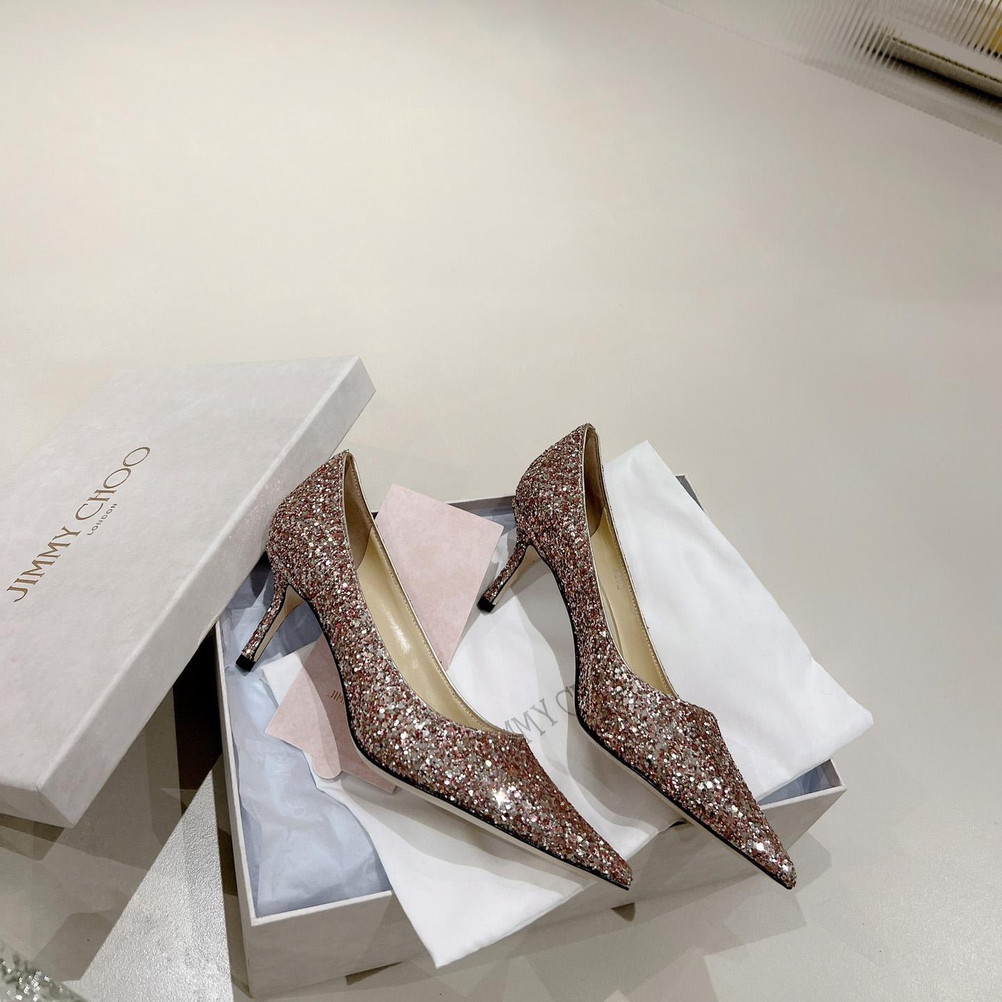 Jimmy Choo Love 65mm Glitter-detail Pumps - DesignerGu