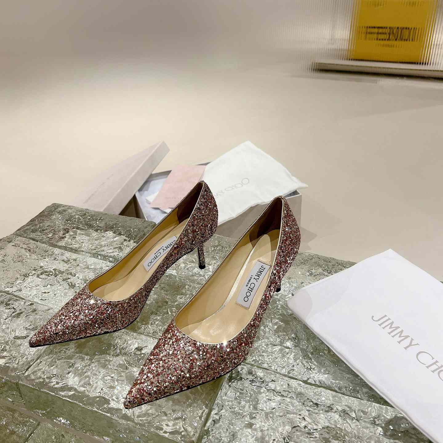 Jimmy Choo Love 65mm Glitter-detail Pumps - DesignerGu