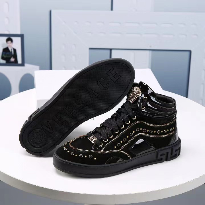 Versace High-top Shoes In Black  (50% Off Sale)   xz701 - DesignerGu