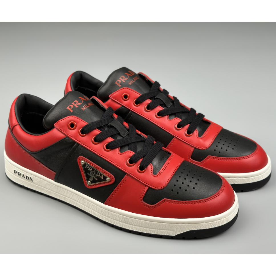 Prada Downtown Logo-plaque Leather Sneakers - DesignerGu