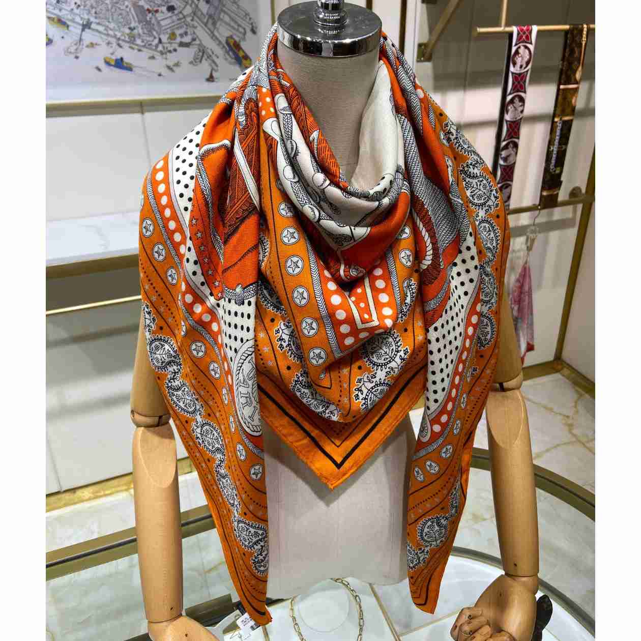 Hermes Zouaves et Dragons Bandana Shawl 140 - DesignerGu