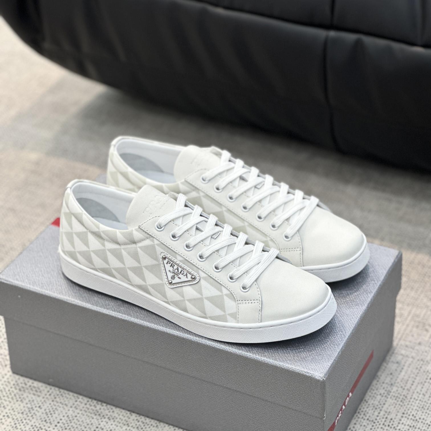 Prada Leather And Re-Nylon Sneakers - DesignerGu