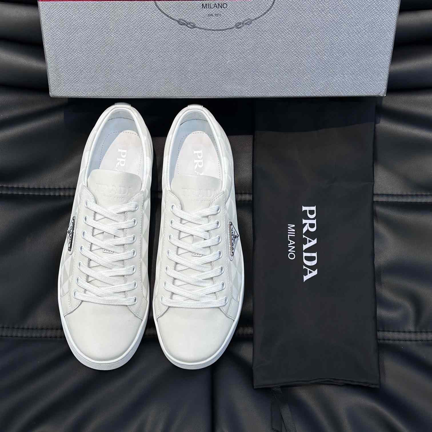 Prada Leather And Re-Nylon Sneakers - DesignerGu