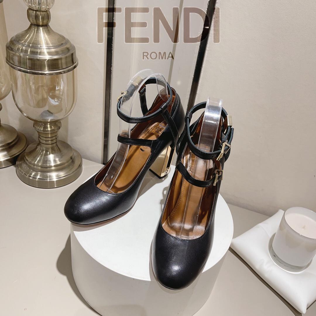 Fendi Delfina Black Leather High-heeled Court Shoes - DesignerGu