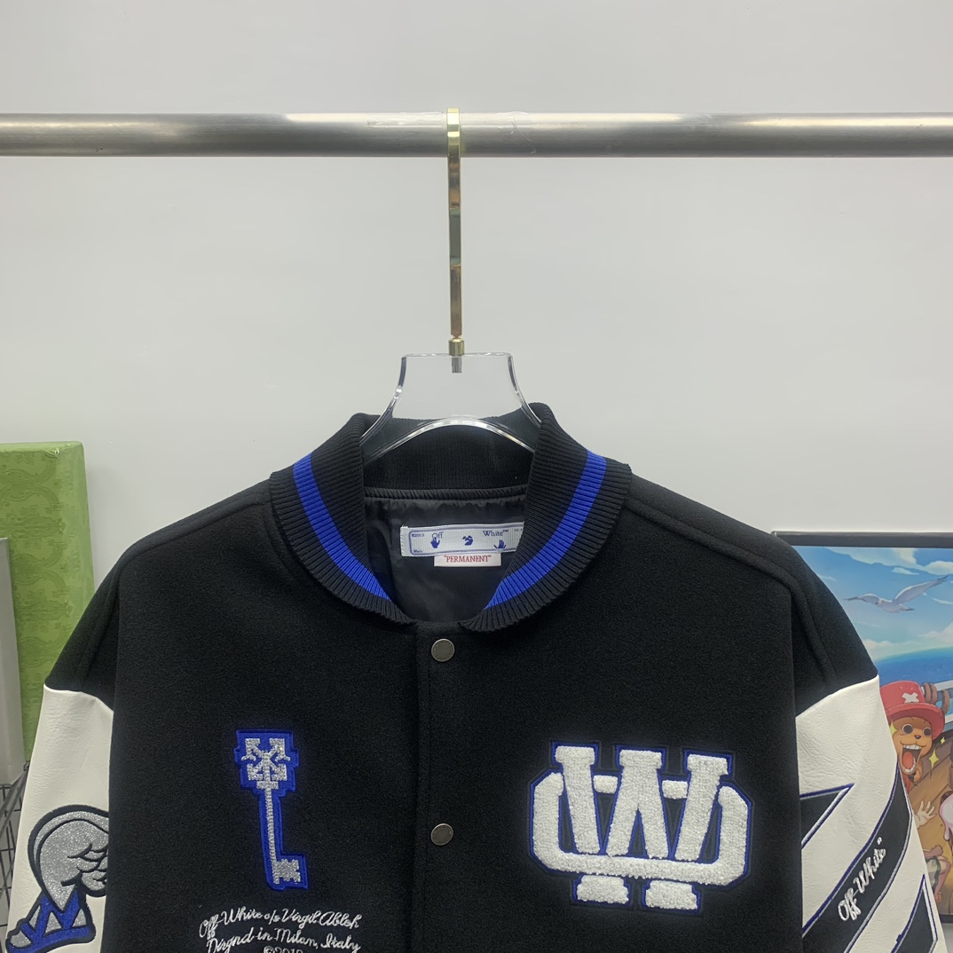 Off White Leather Varsity - DesignerGu