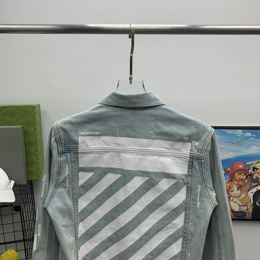 Off White Denim Oversized Denim Temperature Jacket - DesignerGu