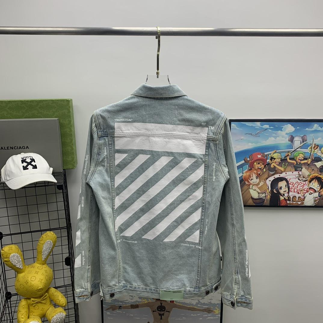 Off White Denim Oversized Denim Temperature Jacket - DesignerGu