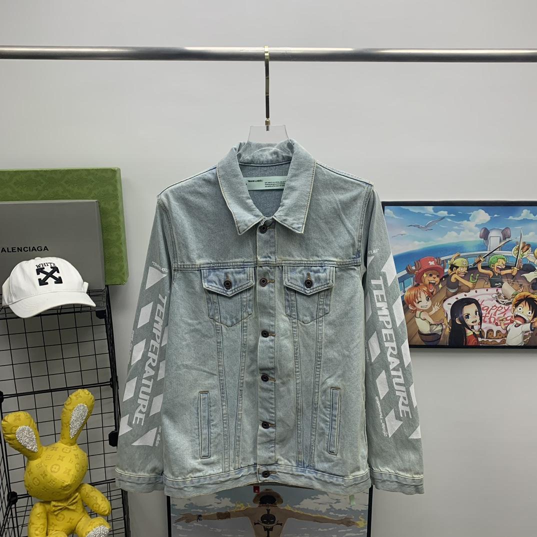 Off White Denim Oversized Denim Temperature Jacket - DesignerGu