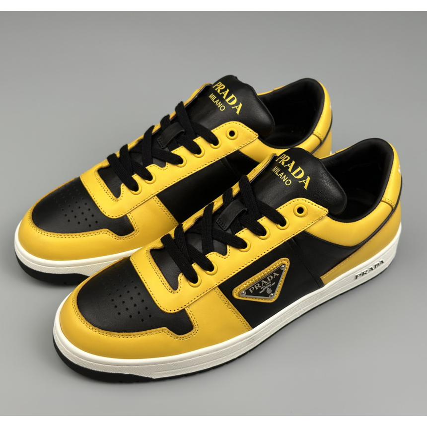 Prada Downtown Logo-plaque Leather Sneakers - DesignerGu