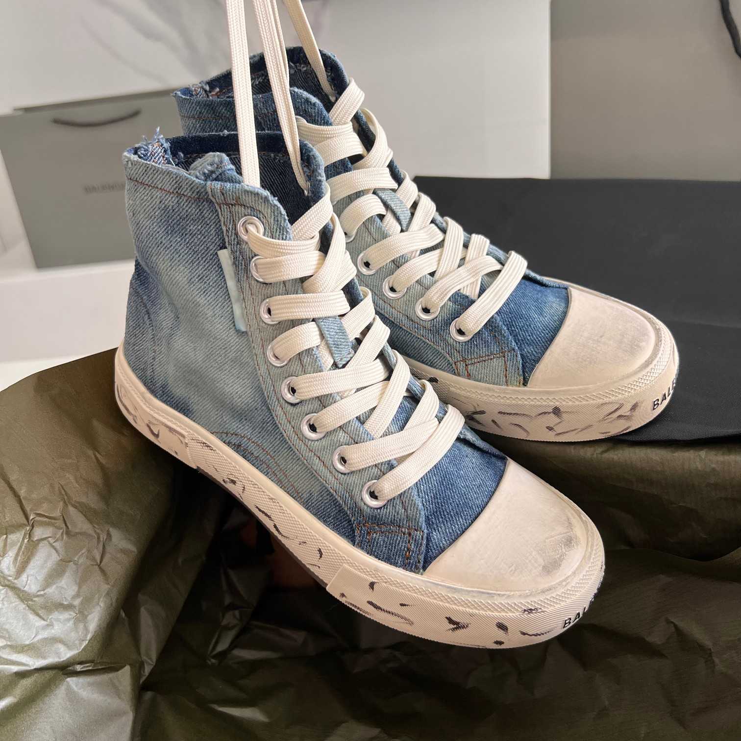 Balenciaga Paris High Top Sneaker In Blue - DesignerGu