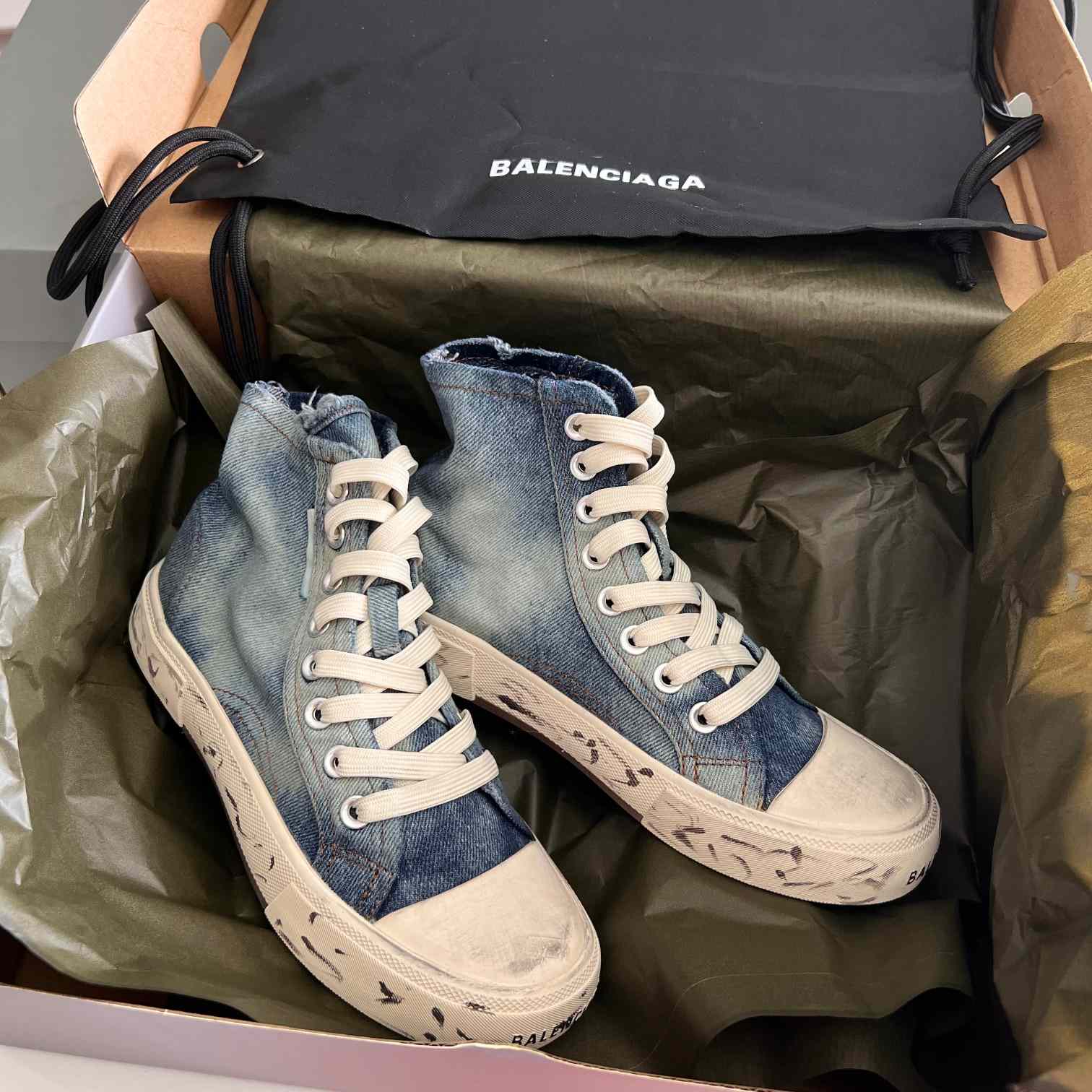 Balenciaga Paris High Top Sneaker In Blue - DesignerGu