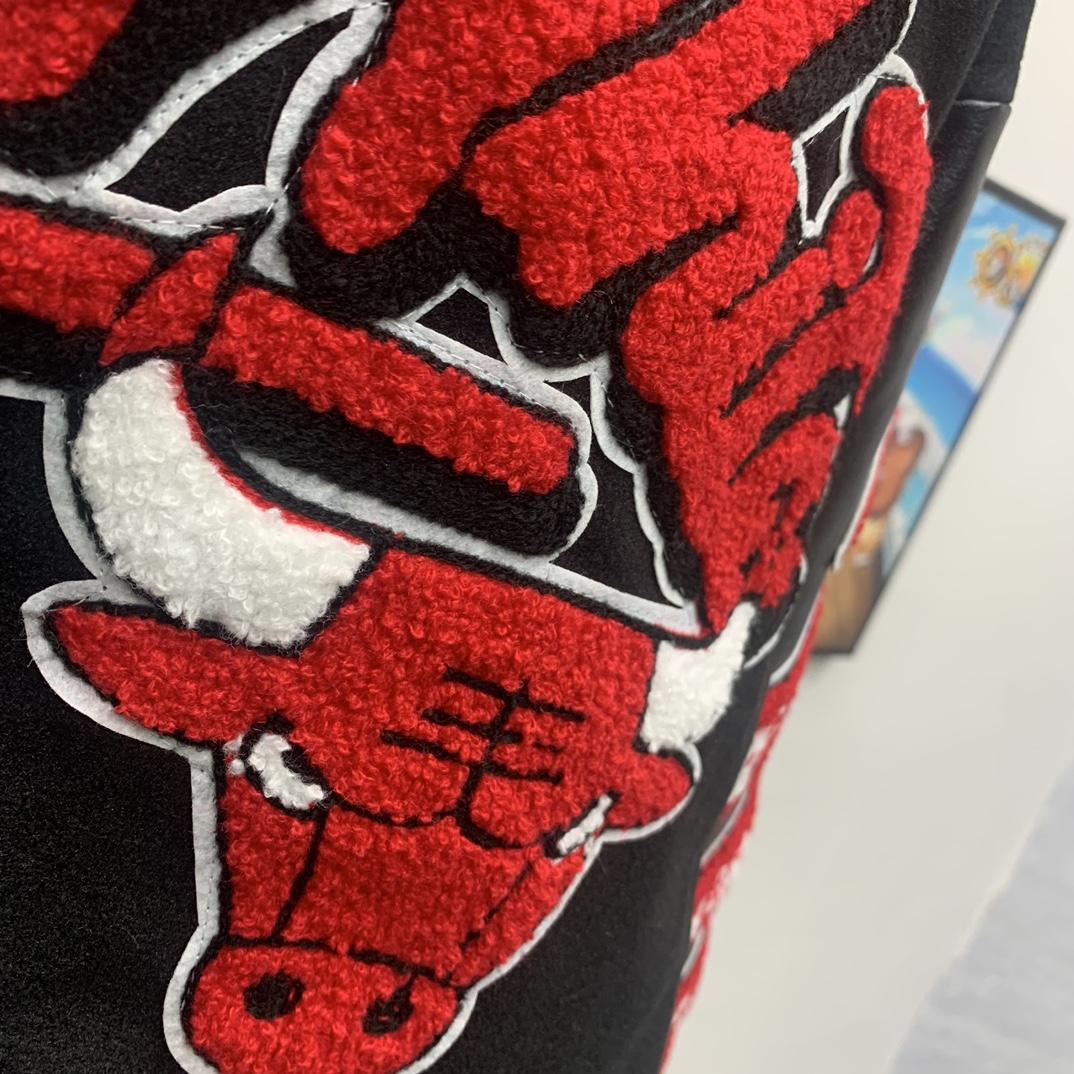 Off White C/O Chicago Bulls Varsity Jacket - DesignerGu