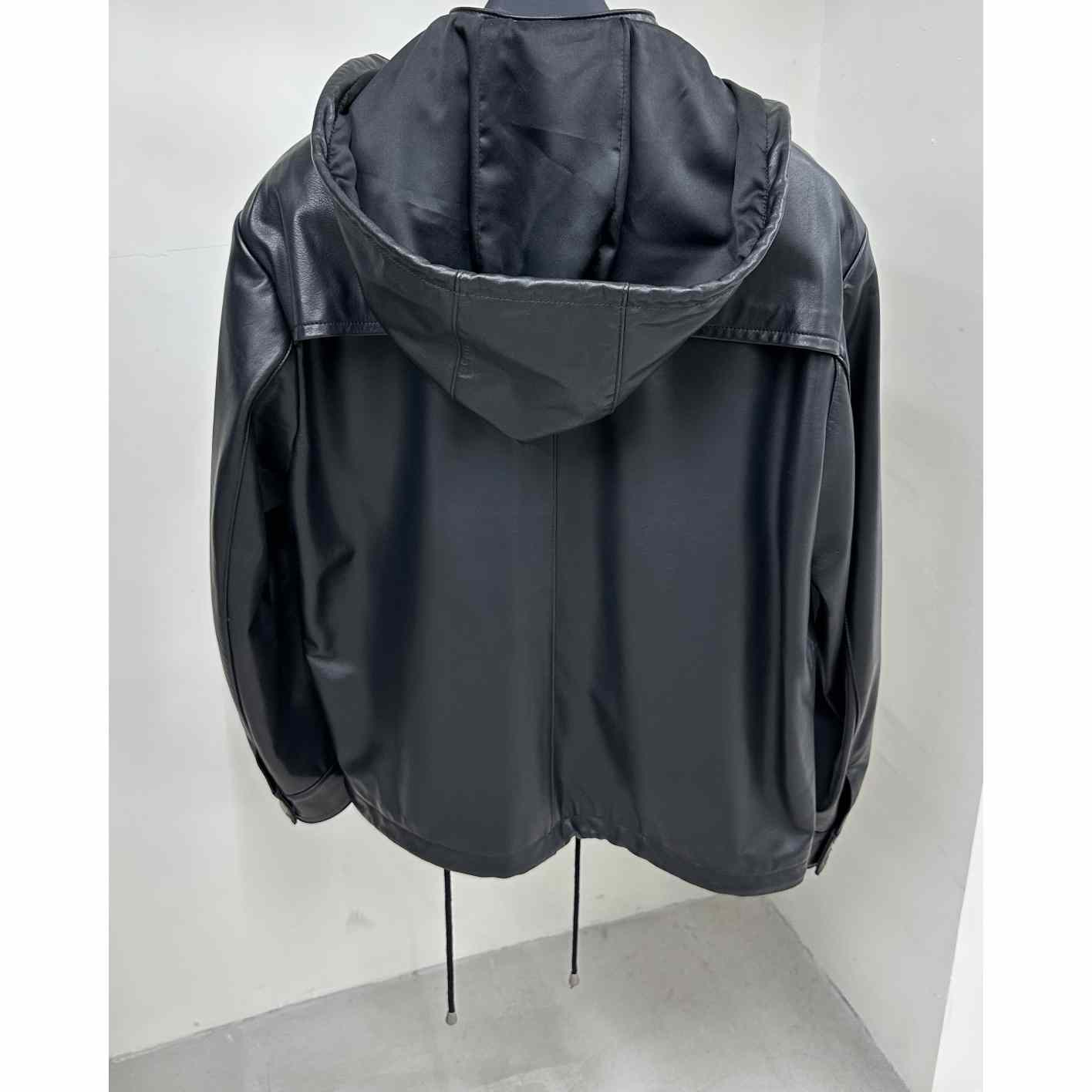 Gucci Leather Jacket With Interlocking G  - DesignerGu