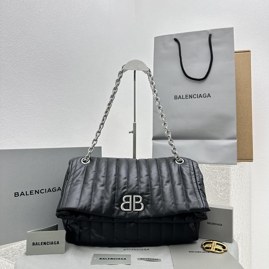 Balenciaga Monaco Large Chain Bag In Black (43.5x32x13cm) - DesignerGu