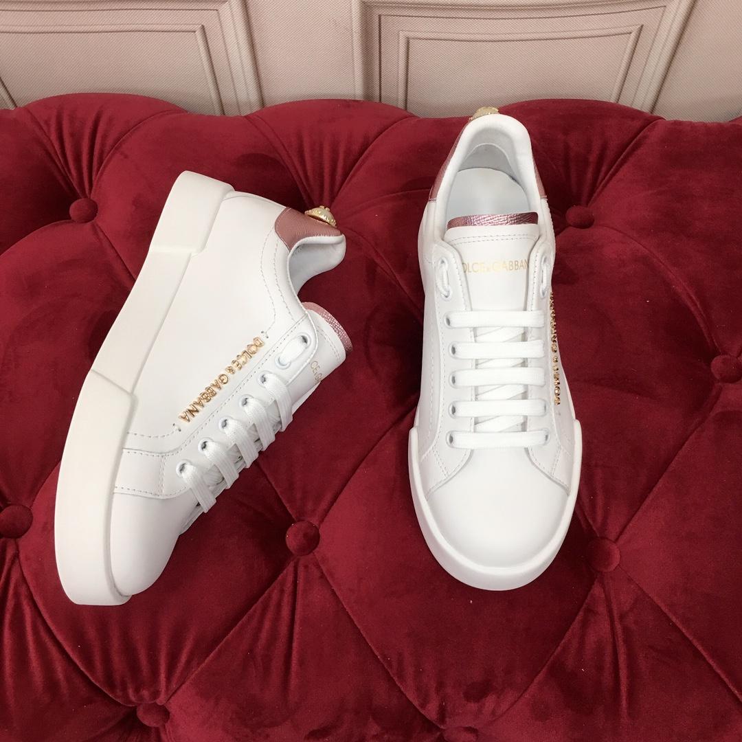 Dolce & Gabbana White Portofino Trainers With Pearl - DesignerGu