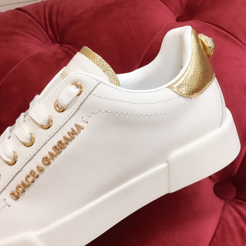 Dolce & Gabbana White Portofino Trainers With Pearl - DesignerGu