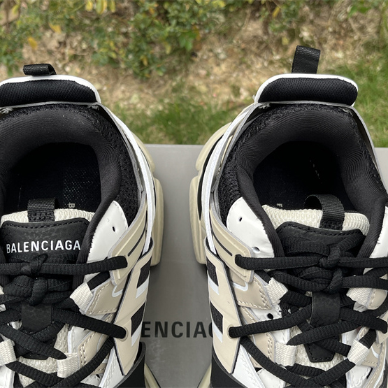 Balenciaga Track Sneaker In Beige And Black Mesh And Nylon - DesignerGu