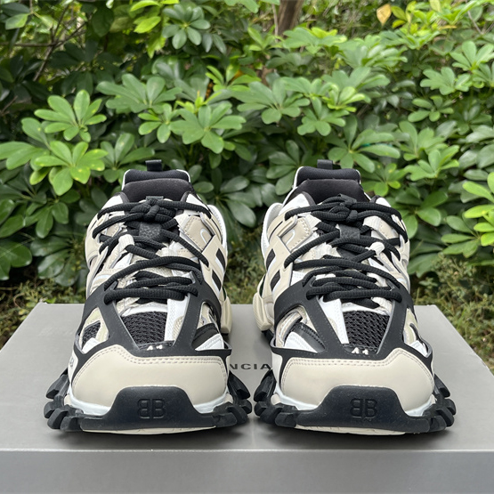 Balenciaga Track Sneaker In Beige And Black Mesh And Nylon - DesignerGu