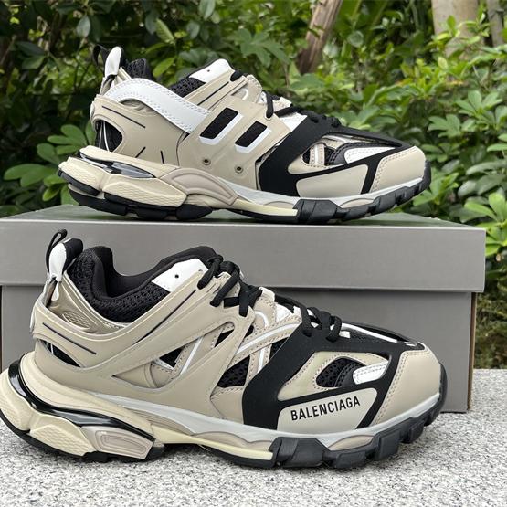 Balenciaga Track Sneaker In Beige And Black Mesh And Nylon - DesignerGu