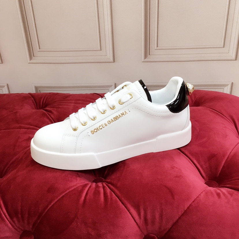 Dolce & Gabbana White Portofino Trainers With Pearl - DesignerGu